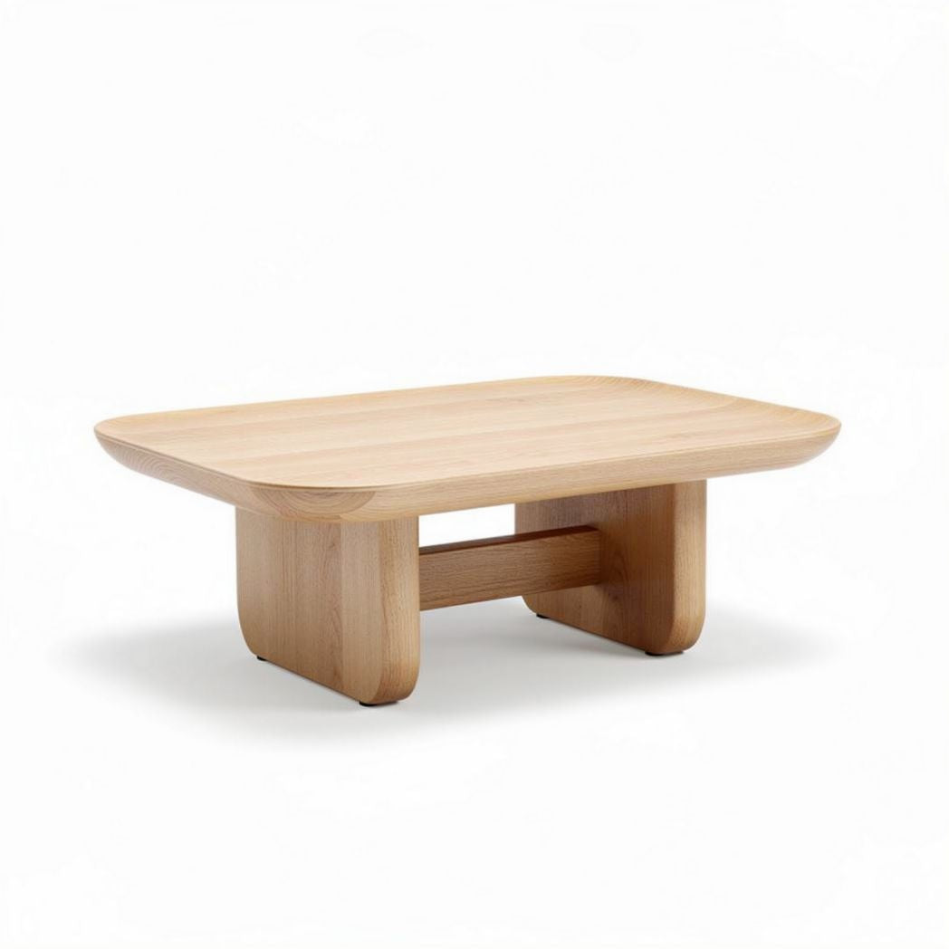 Wood coffee table rectangular shape natural finish size 120 x 80 x 40cm