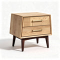 Wooden nightstand with two drawers and gold handles 50 x 40 x 45cm