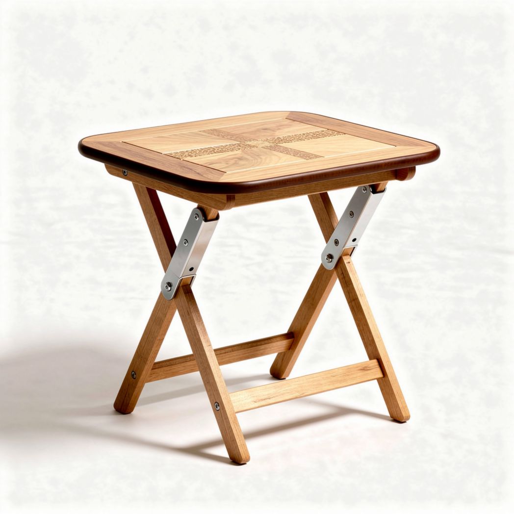 Folding bamboo side table with aluminum hinges 60 x 40 x 45cm