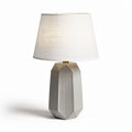 Concrete table lamp with a textured base and fabric shade 25 x 25 x 45cm