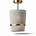 Fabric shade pendant light with gold metal accents 25 x 25 x 30cm