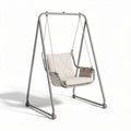 Outdoor swing chair with metal frame and fabric cushion beige 100 x 100 x 150cm